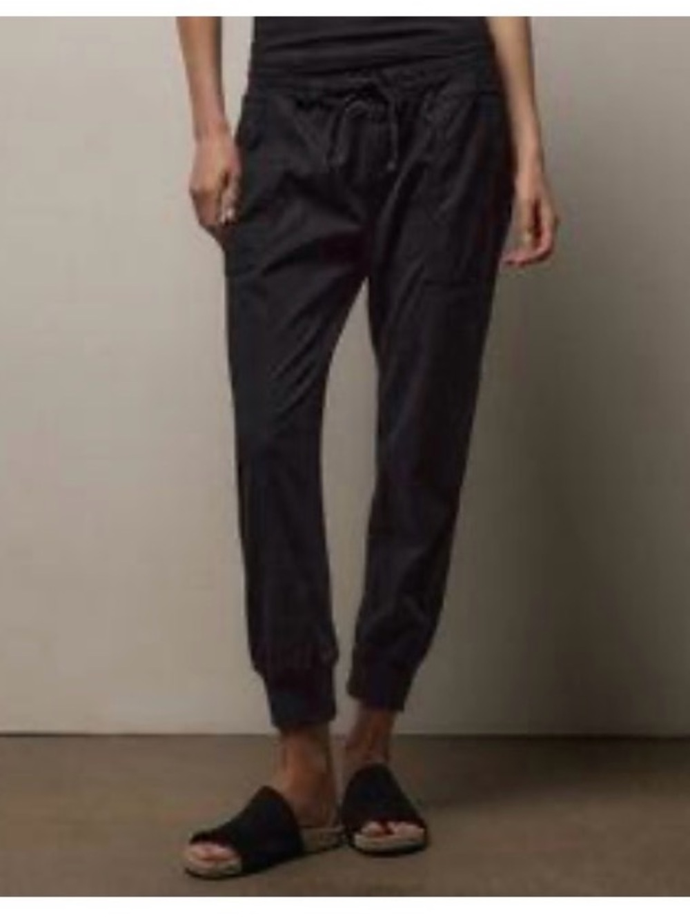 James Perse Black Drawstring Jogger Pants size 1 NWT 100% cotton